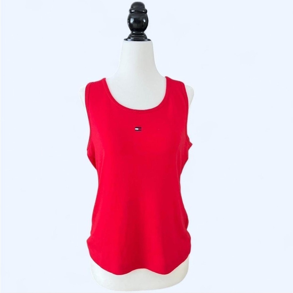 Tommy Hilfiger Womens Red Sleepwear Logo Sleeveless Preppy Prep Top Medium